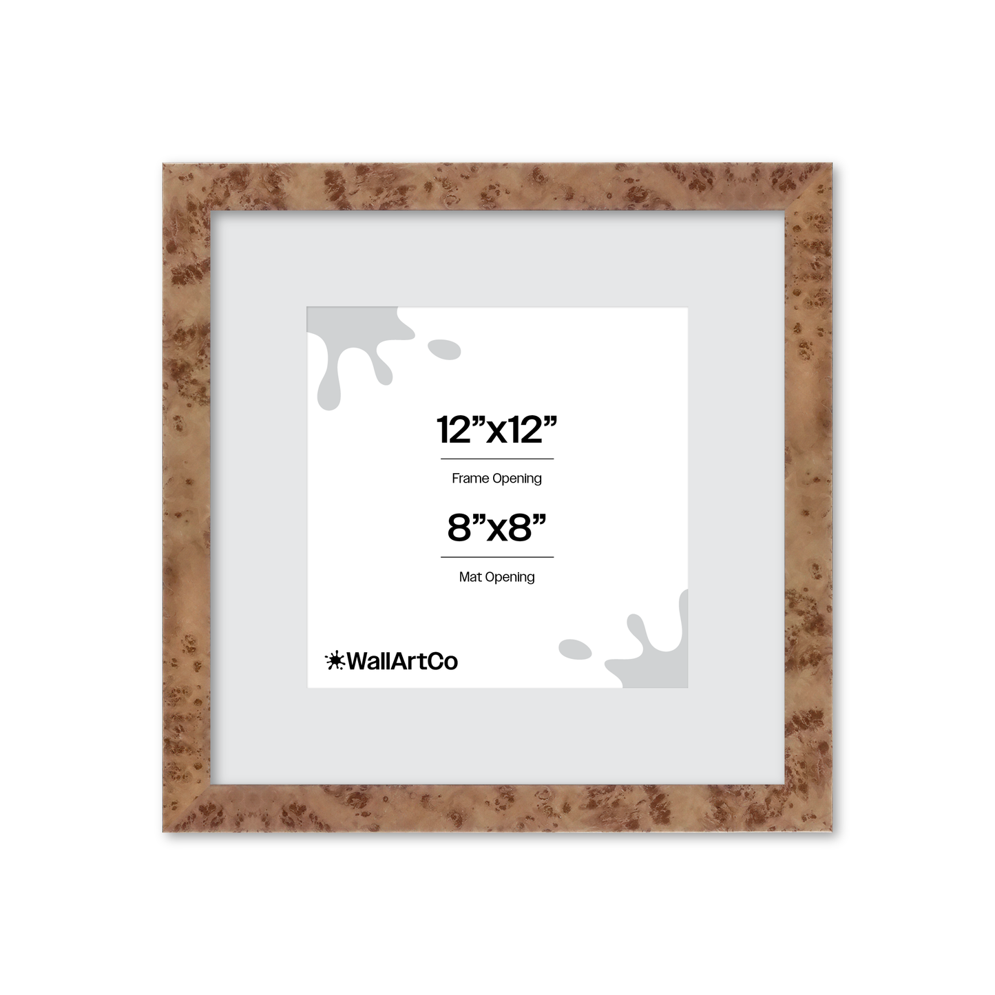 12" x 12" Caramel Burlwood Lucca Wall Frame