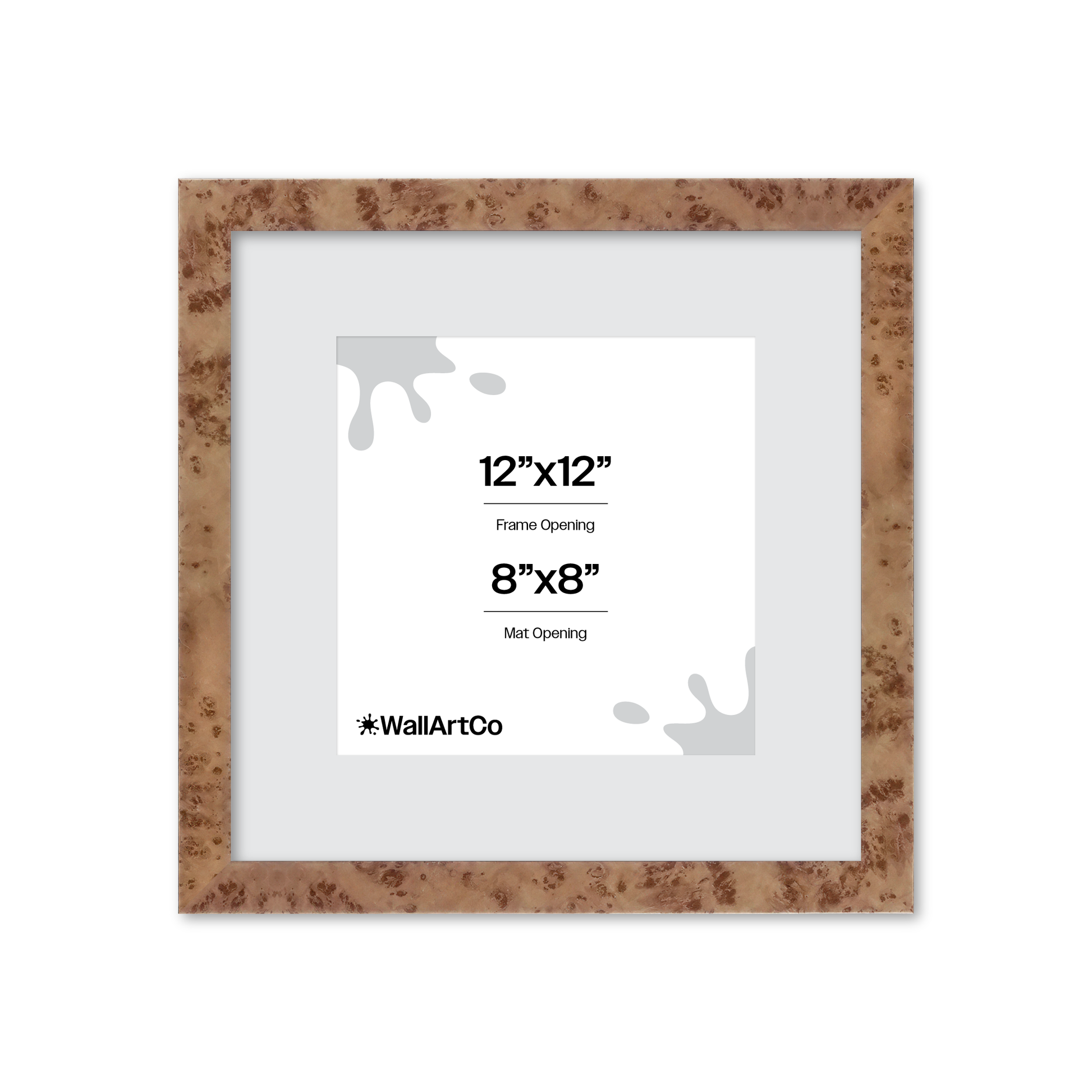 12" x 12" Caramel Burlwood Lucca Wall Frame