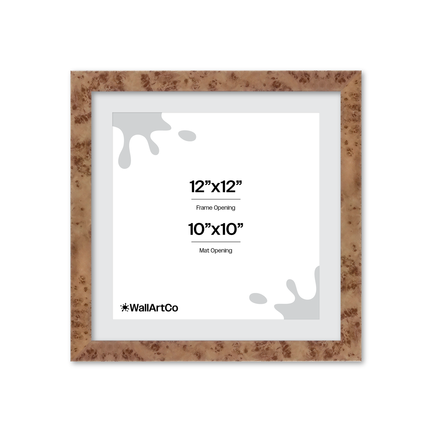 12" x 12" Caramel Burlwood Lucca Wall Frame