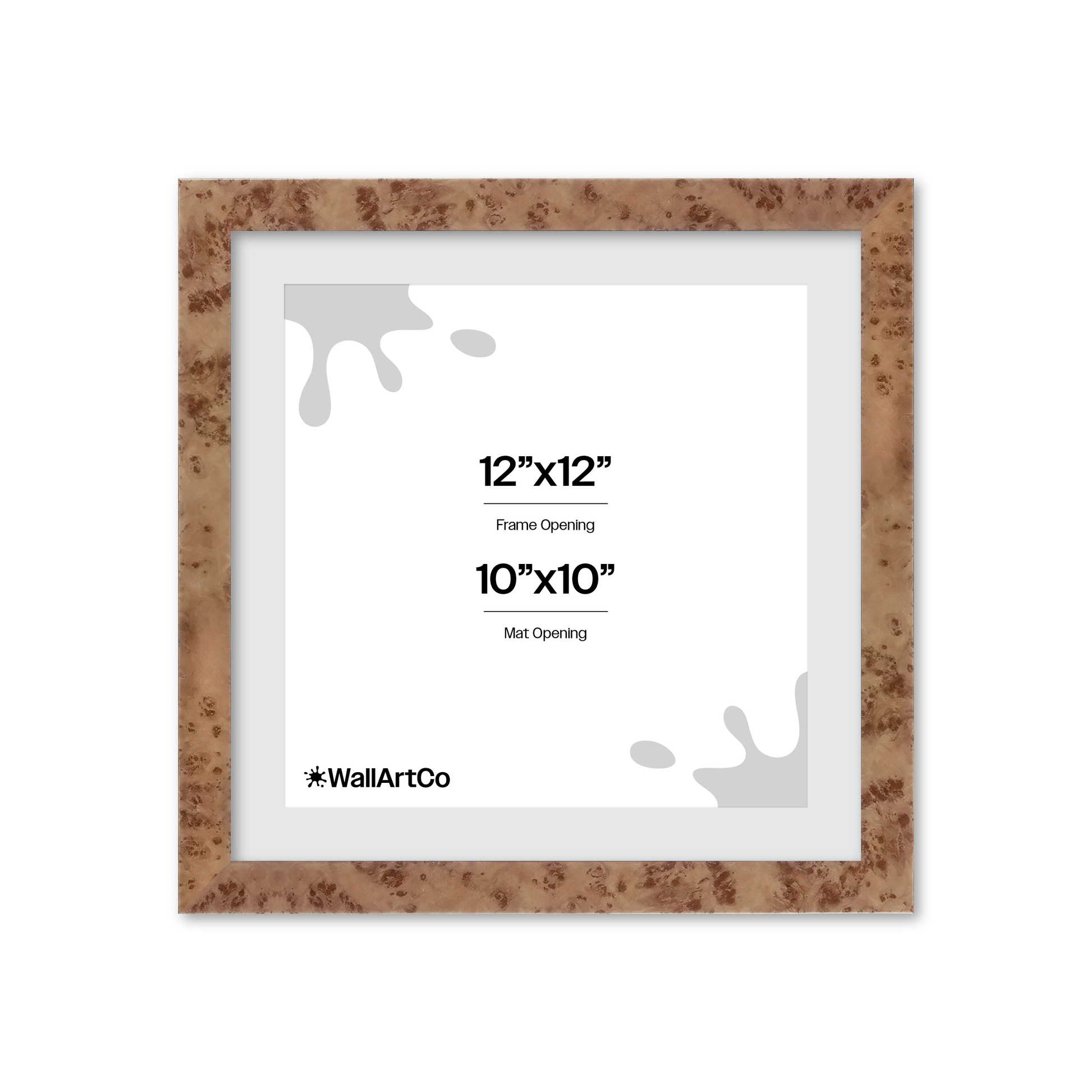 12" x 12" Caramel Burlwood Lucca Wall Frame