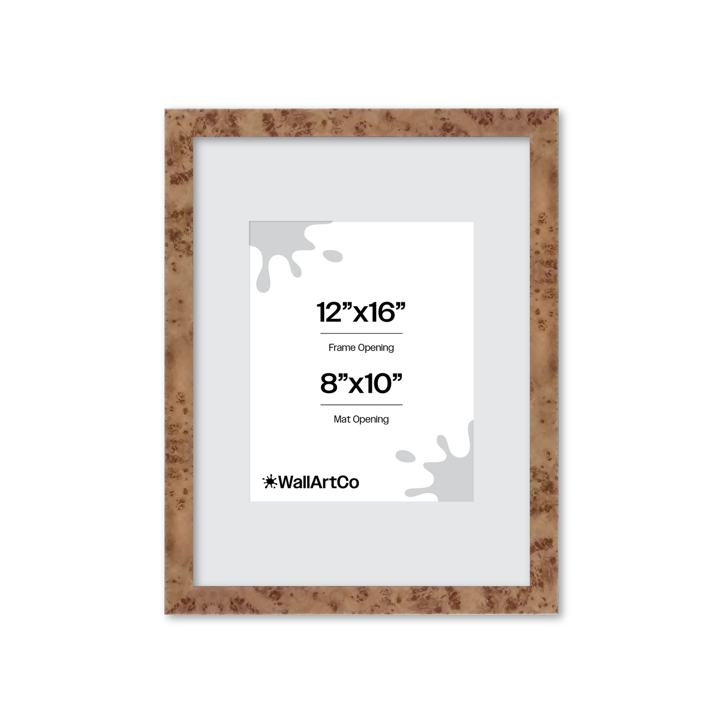 12" x 16" Caramel Burlwood Lucca Wall Frame
