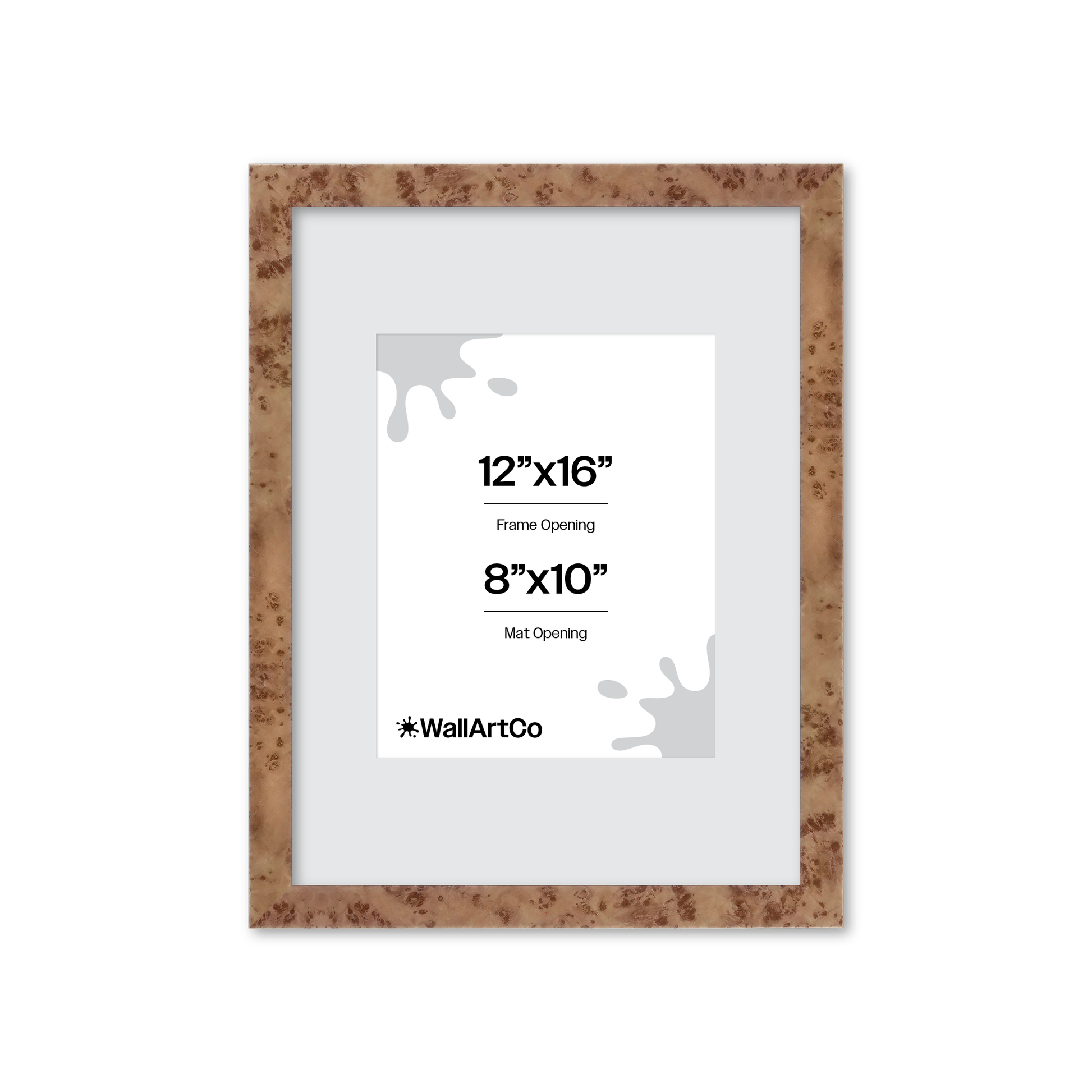 12" x 16" Caramel Burlwood Lucca Wall Frame