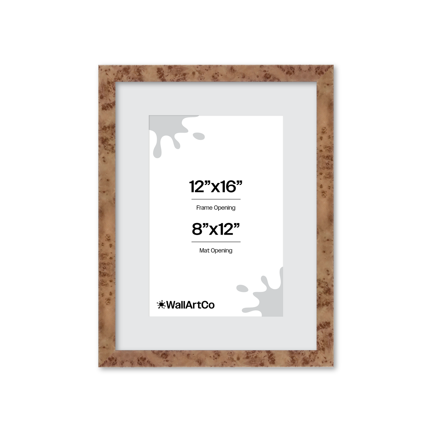 12" x 16" Caramel Burlwood Lucca Wall Frame