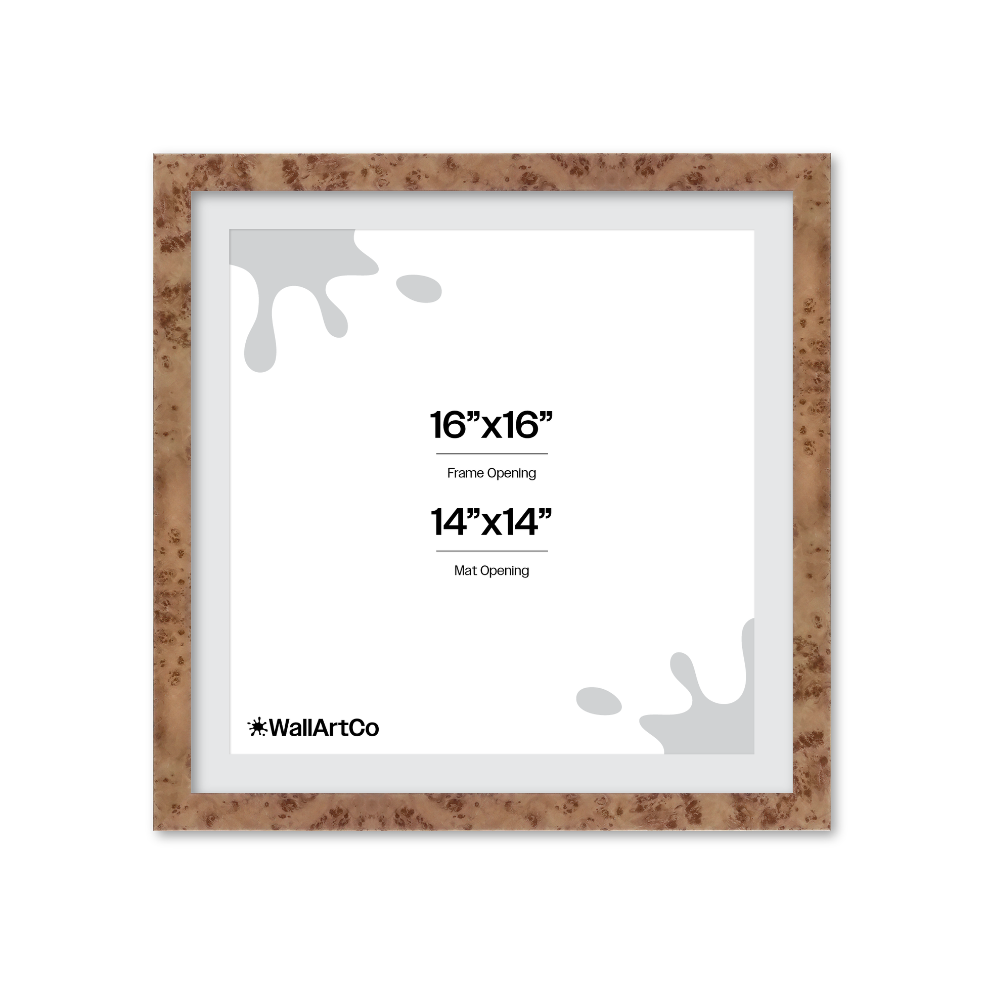 16" x 16" Caramel Burlwood Lucca Wall Frame