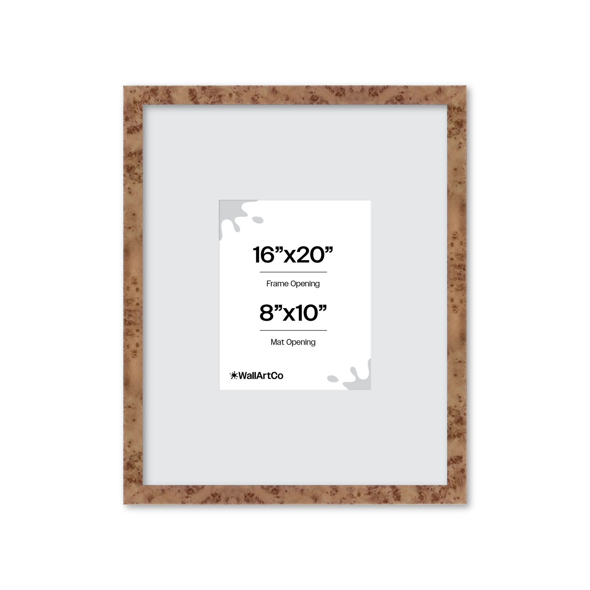 16" x 20" Caramel Burlwood Lucca Wall Frame