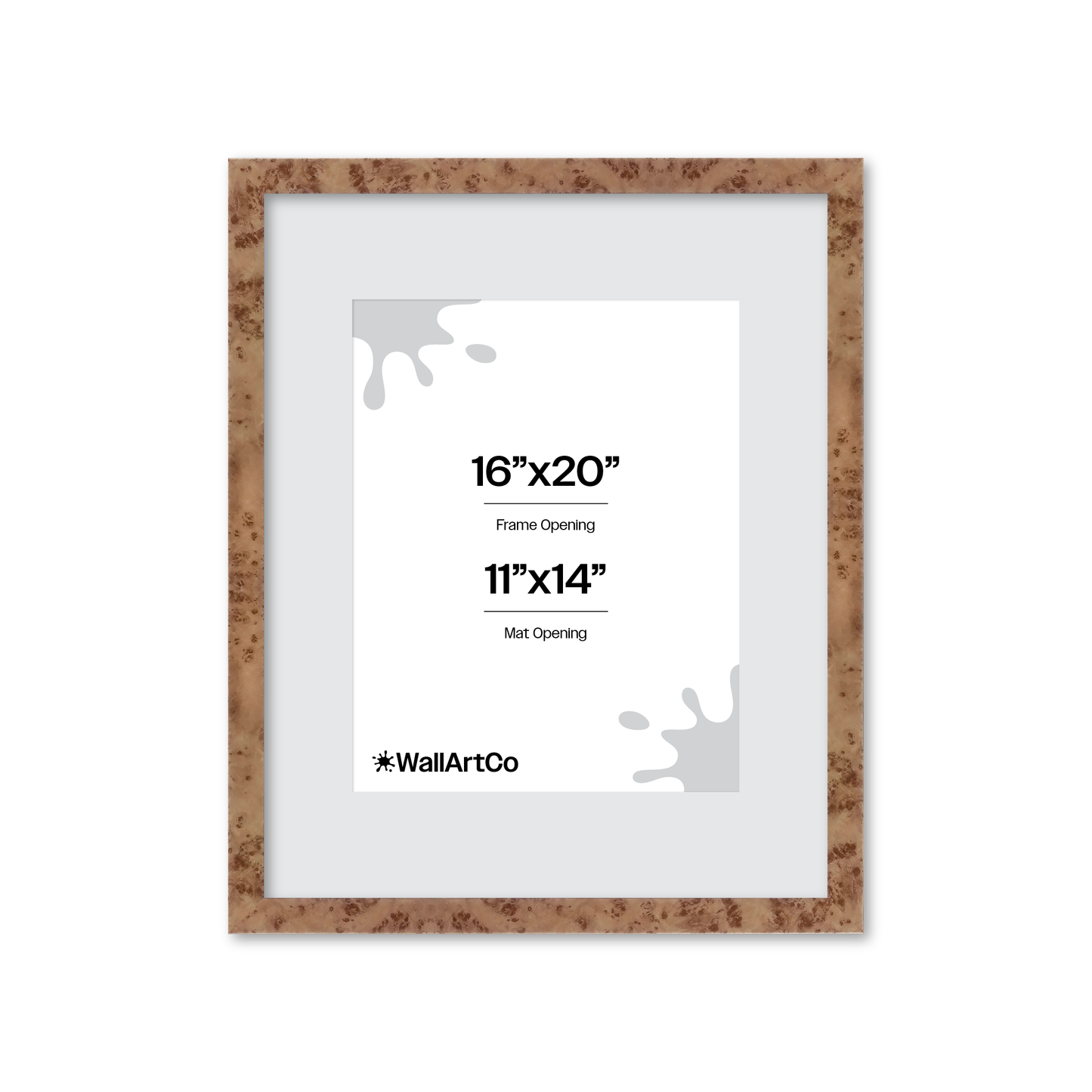 16" x 20" Caramel Burlwood Lucca Wall Frame