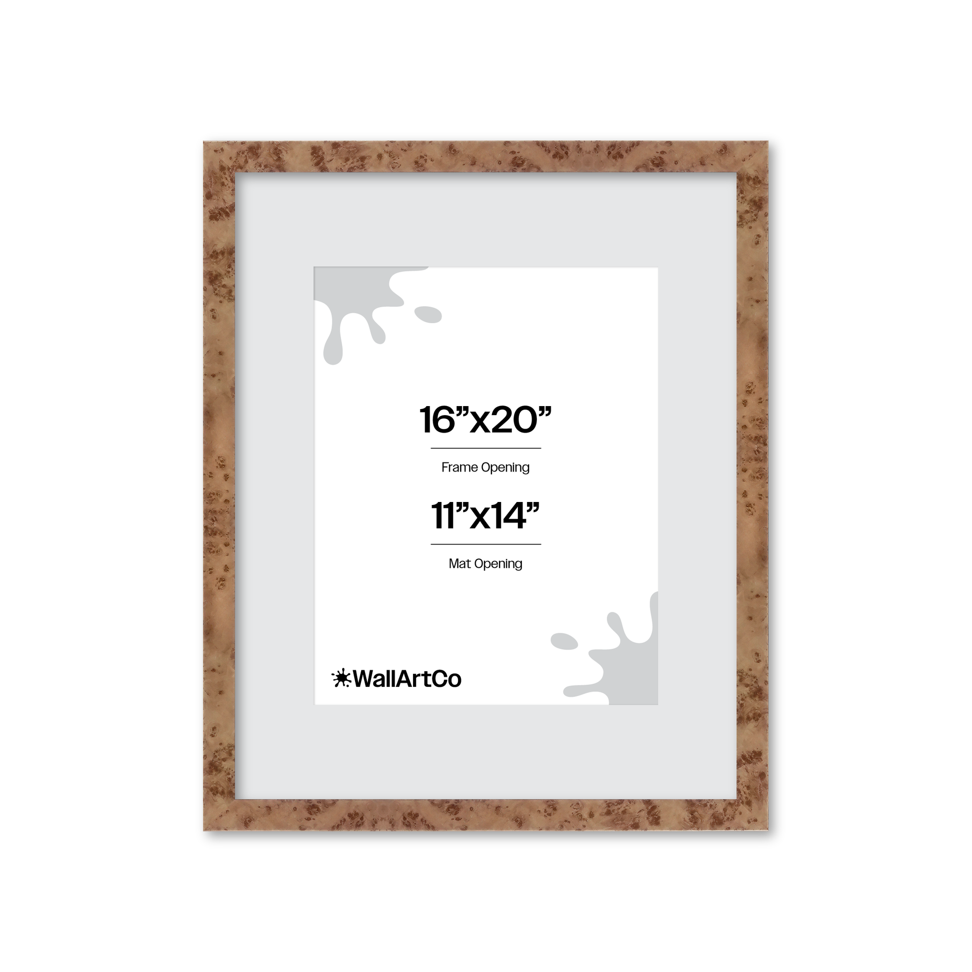 16" x 20" Caramel Burlwood Lucca Wall Frame