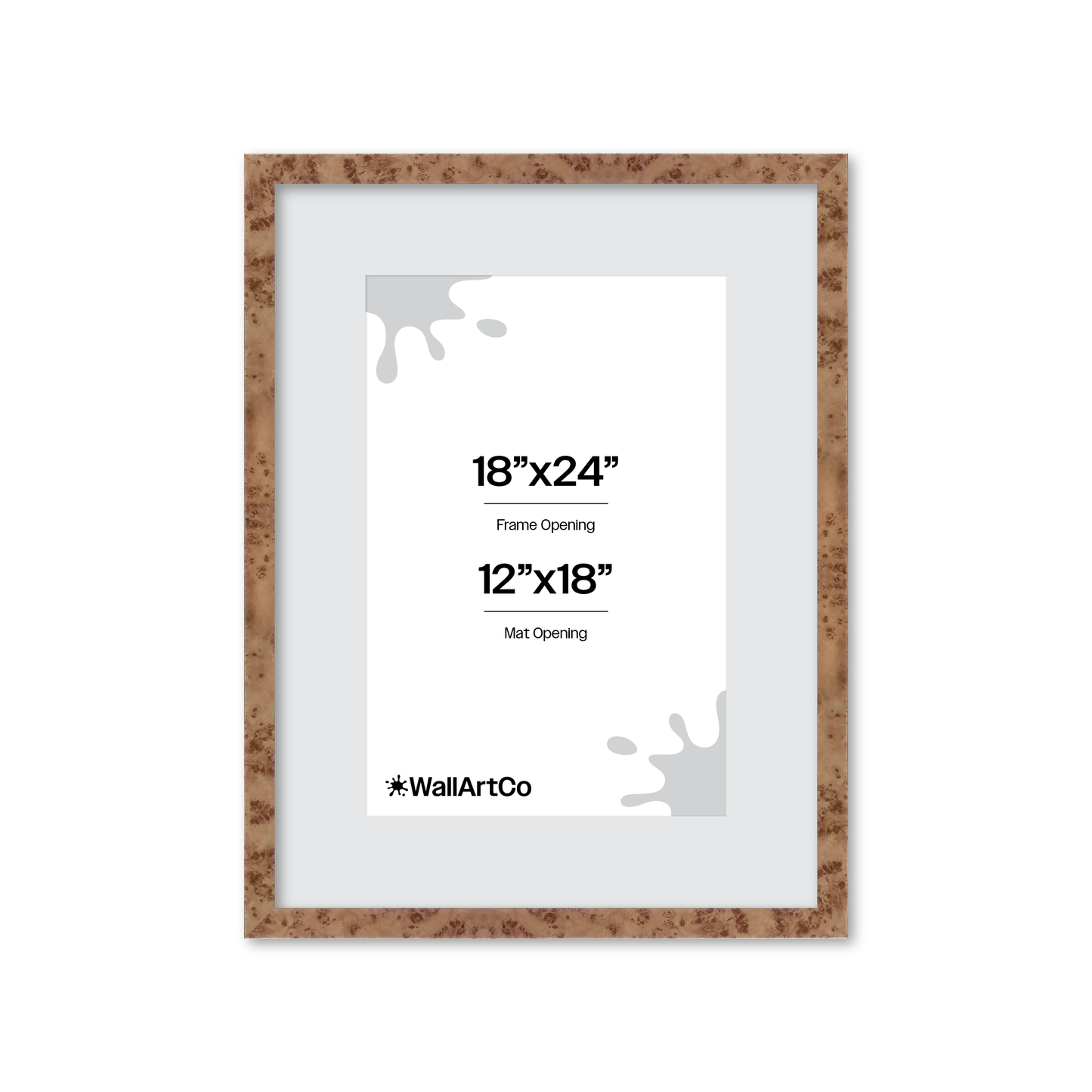 18" x 24" Caramel Burlwood Lucca Wall Frame