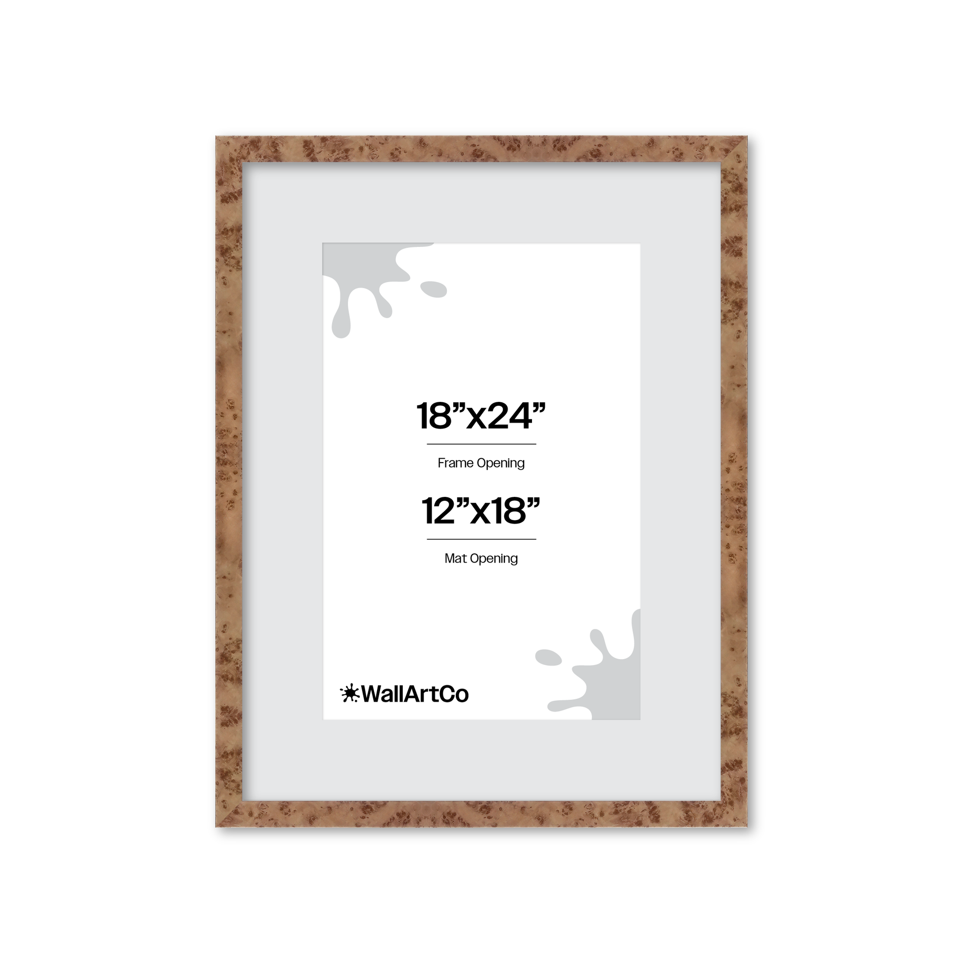 18" x 24" Caramel Burlwood Lucca Wall Frame