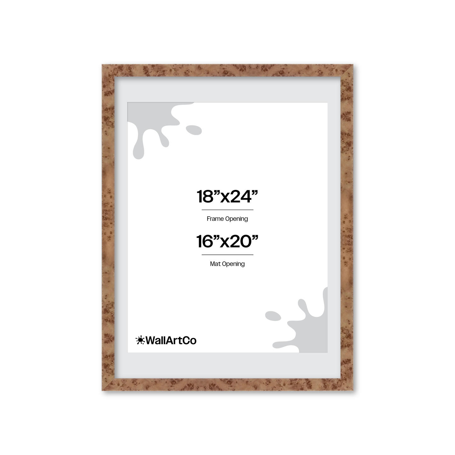 18" x 24" Caramel Burlwood Lucca Wall Frame