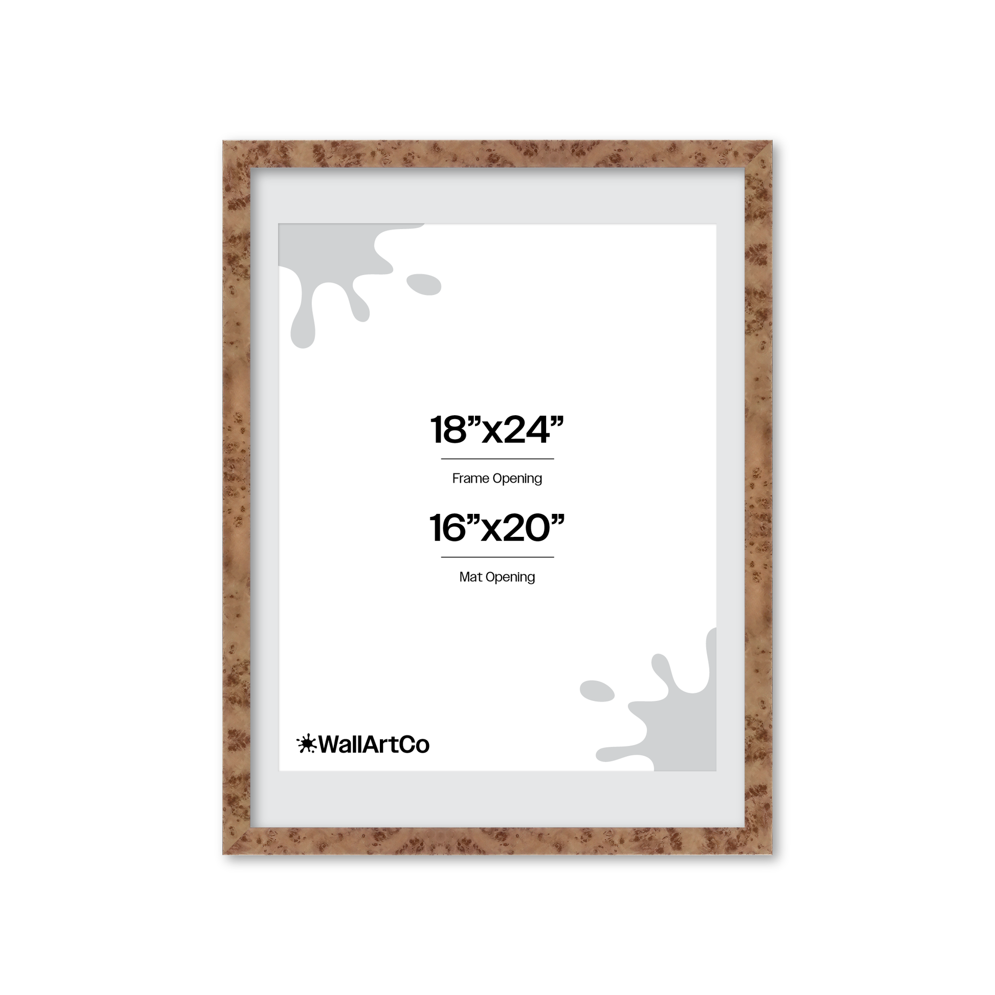 18" x 24" Caramel Burlwood Lucca Wall Frame
