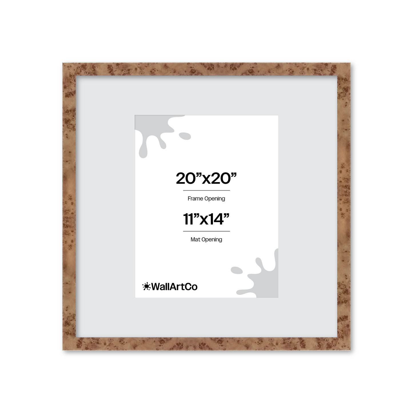 20" x 20" Caramel Burlwood Lucca Wall Frame