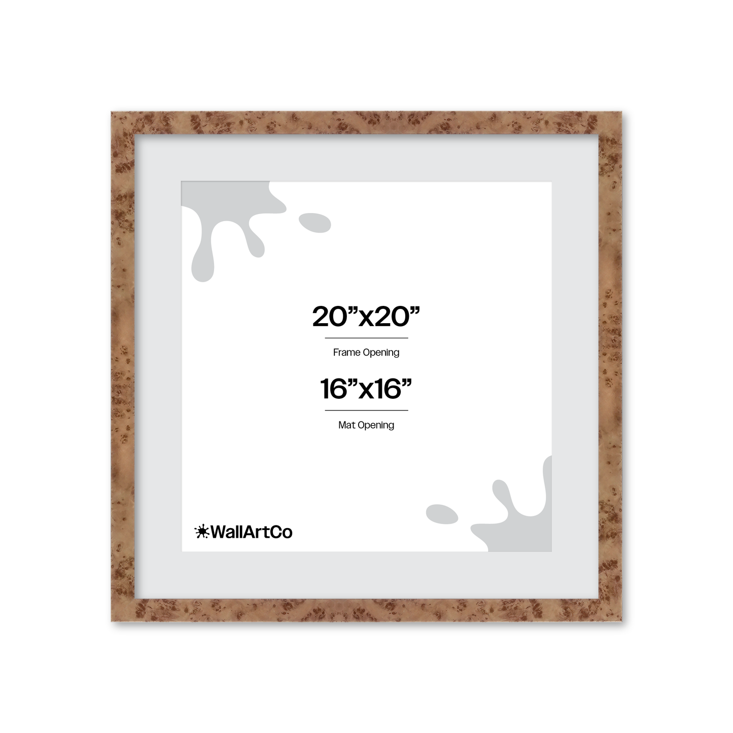 20" x 20" Caramel Burlwood Lucca Wall Frame
