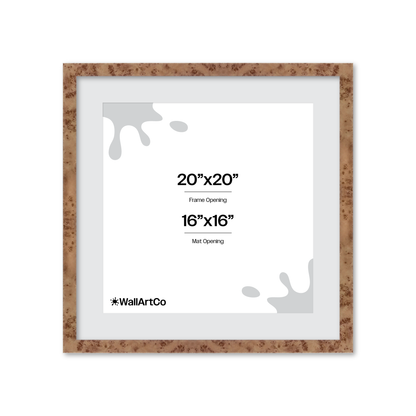 20" x 20" Caramel Burlwood Lucca Wall Frame