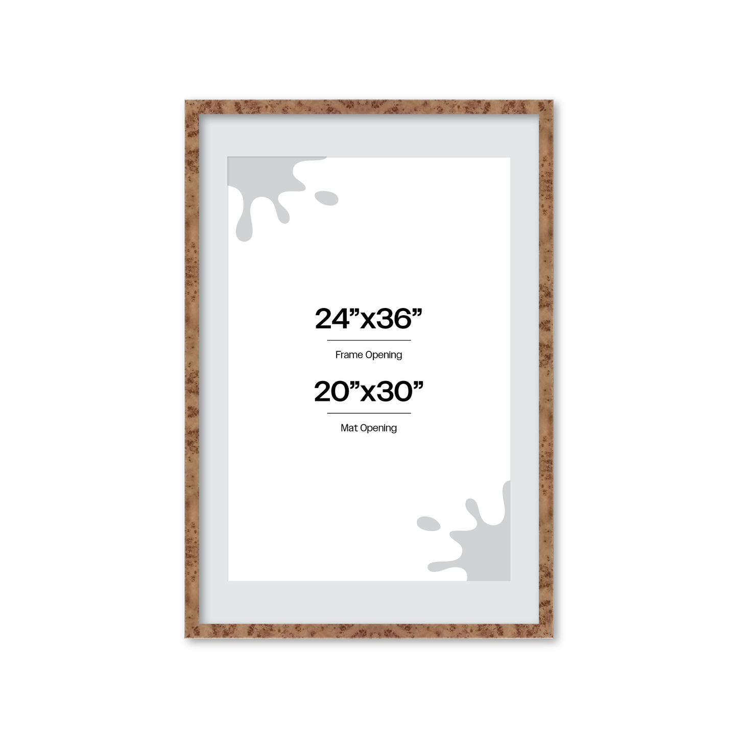 24" x 36" Caramel Burlwood Lucca Wall Frame