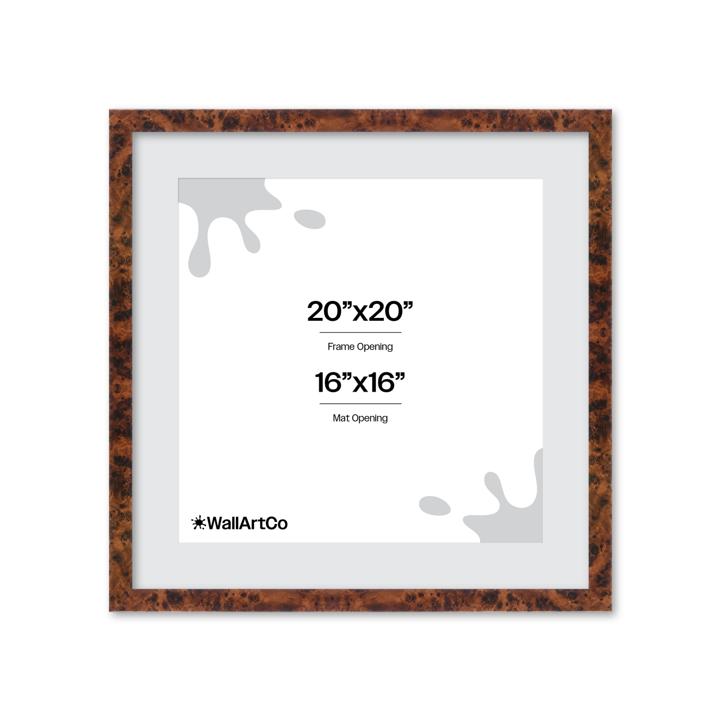 20" x 20" Amber Burlwood Lucca Wall Frame
