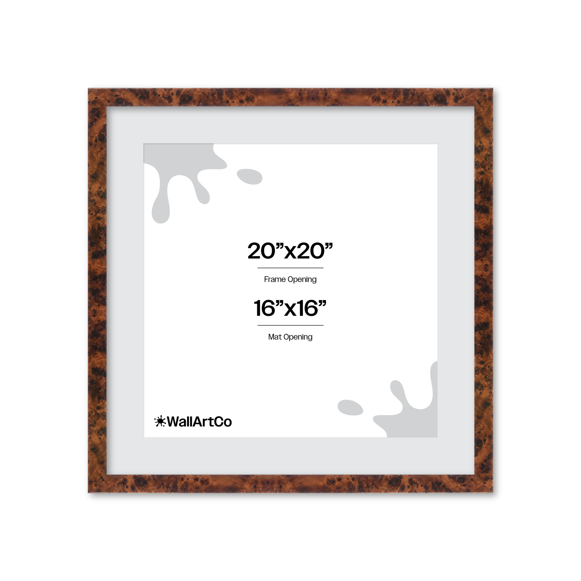 20" x 20" Amber Burlwood Lucca Wall Frame