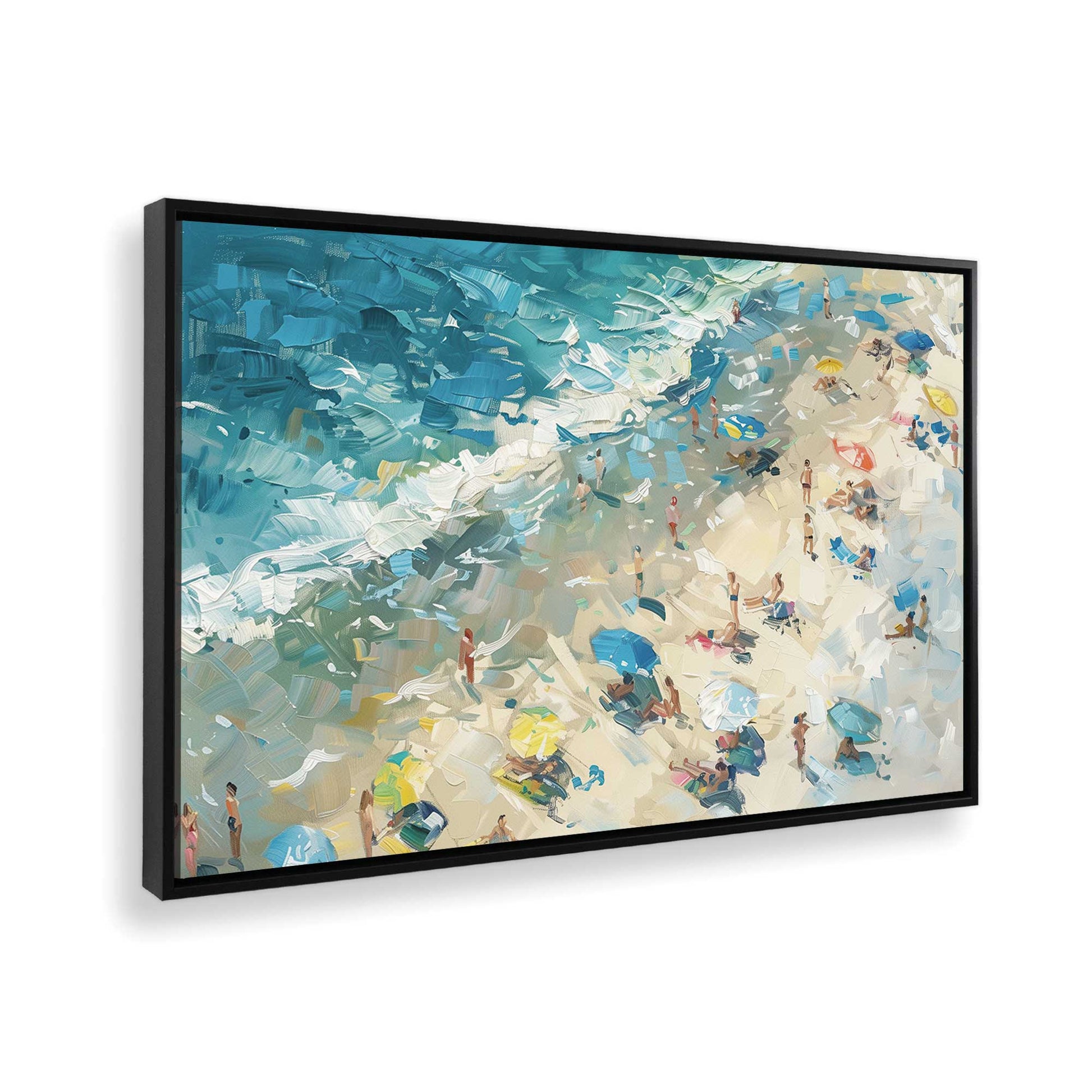 [Color:Satin Black],[shape:rectangle], Picture of art in a Satin Black frame at an angle