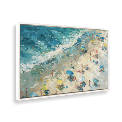 [Color:Opaque White],[shape:rectangle], Picture of art in a White frame at an angle