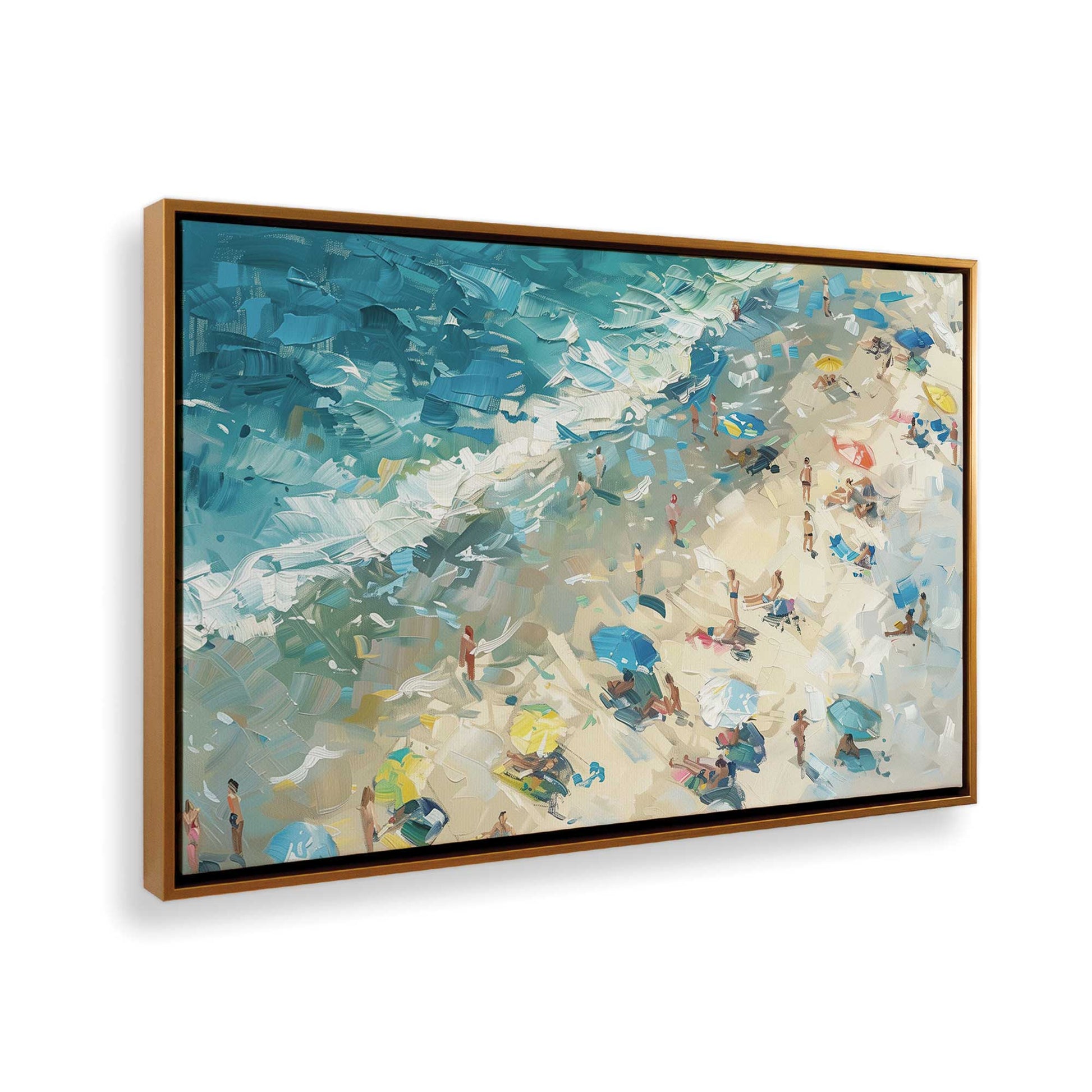 [Color:Polished Gold],[shape:rectangle], Picture of art in a Polished Gold frame at an angle