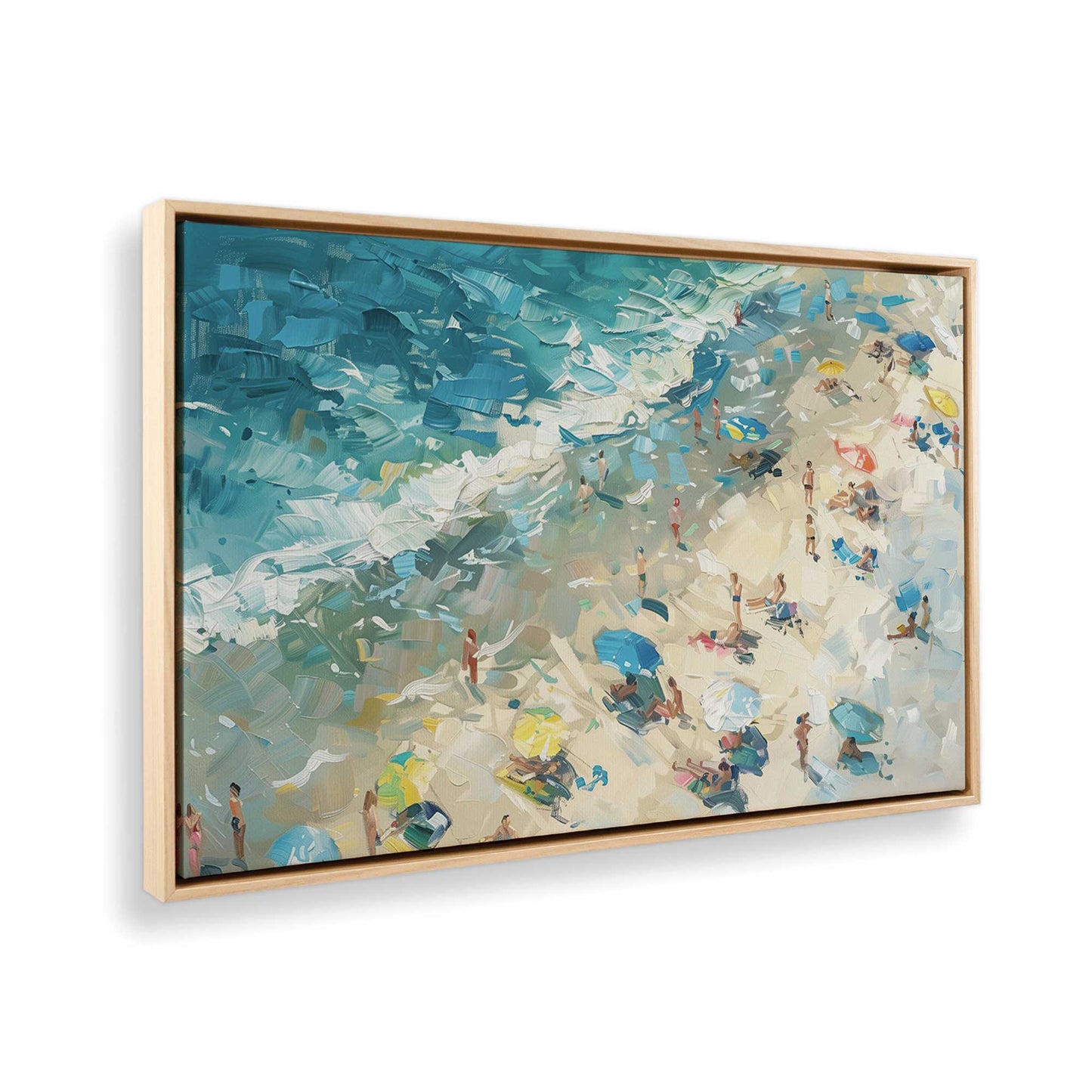 [Color:American Maple],[shape:rectangle], Picture of art in a American Maple frame at an angle