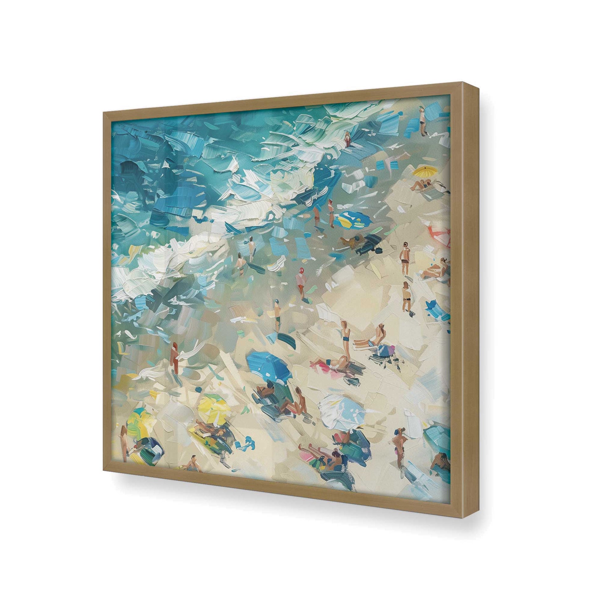[Color:Brushed Gold],[shape:square] Picture of art in a Brushed Gold frame at an angle