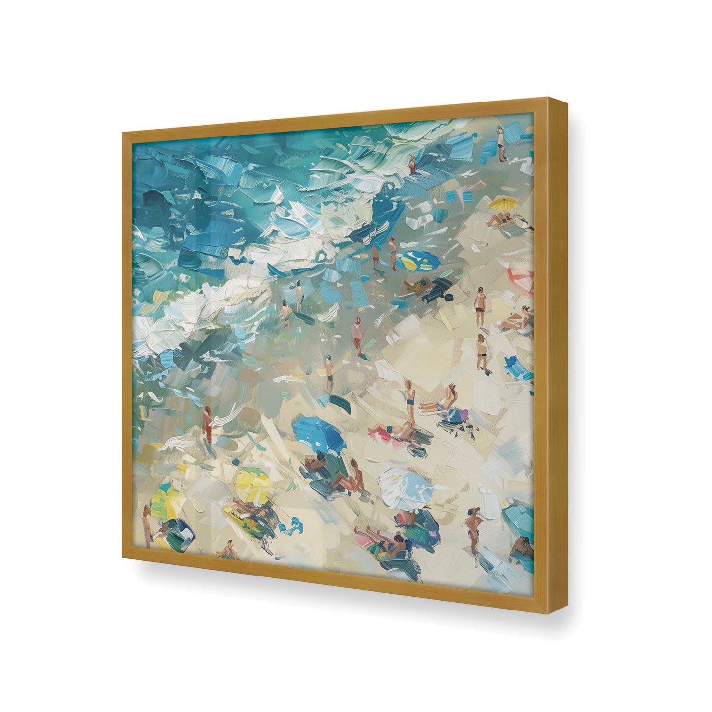 [Color:Polished Gold],[shape:square] Picture of art in a Polished Gold frame at an angle