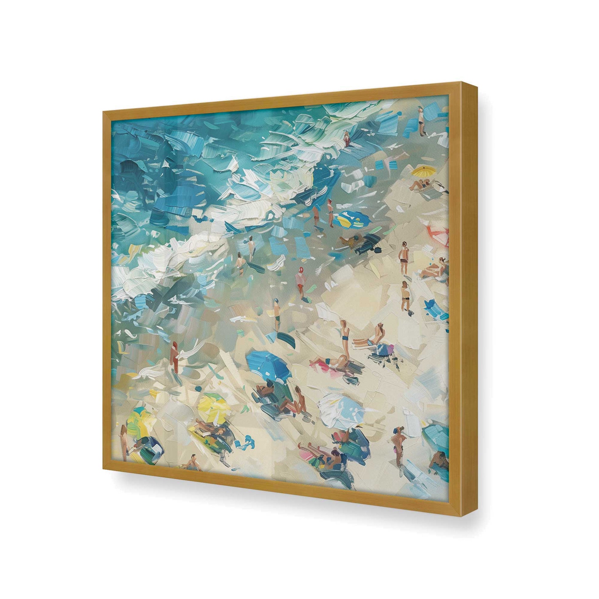 [Color:Polished Gold],[shape:square] Picture of art in a Polished Gold frame at an angle