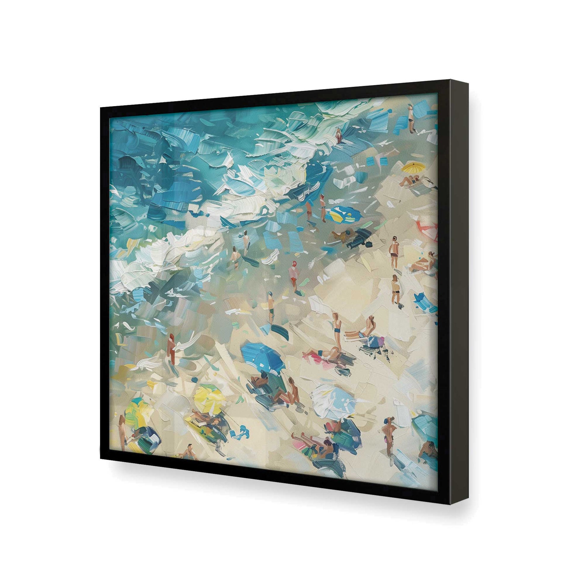 [Color:Satin Black],[shape:square] Picture of art in a Satin Black frame at an angle