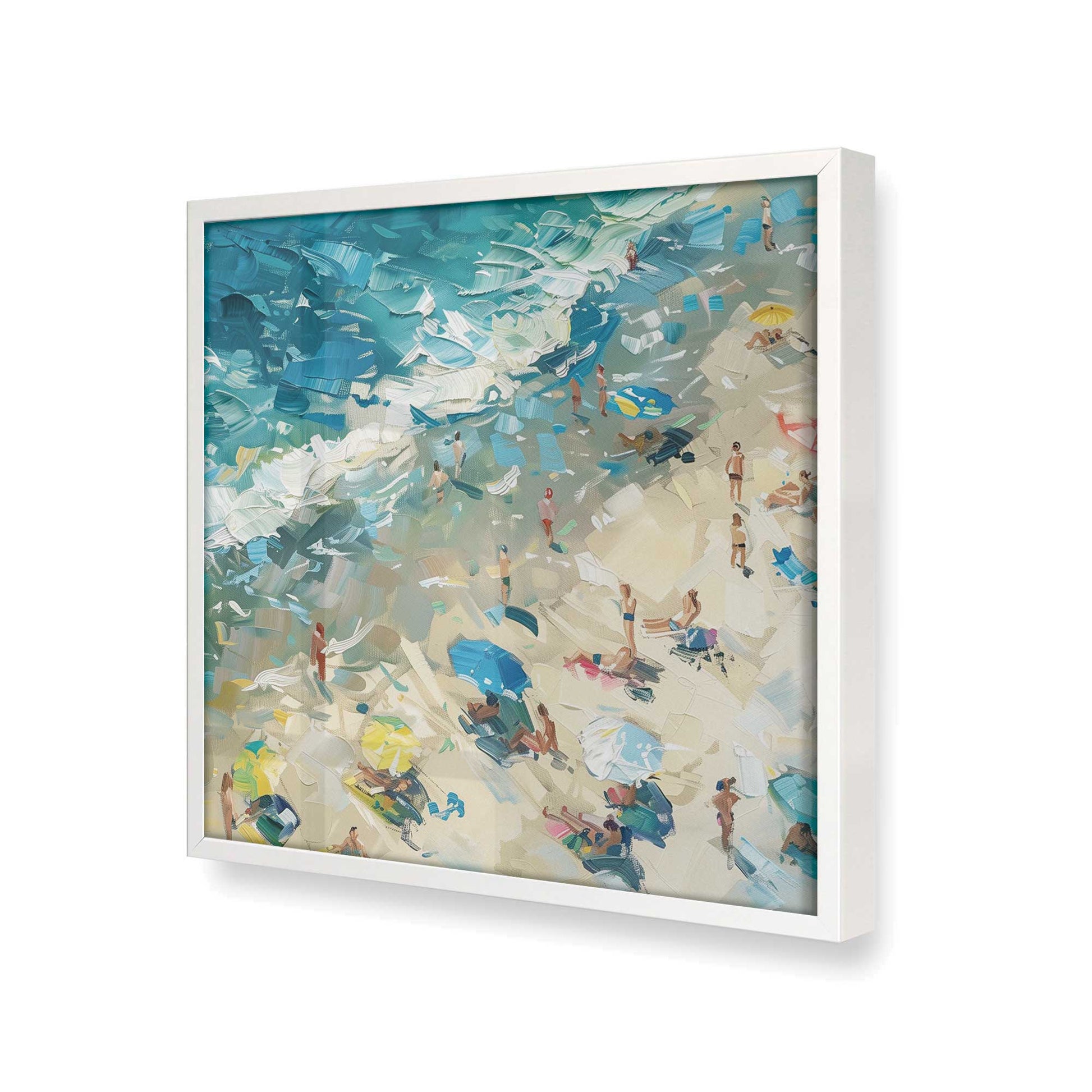 [Color:Opaque White],[shape:square] Picture of art in a Opaque White frame at an angle