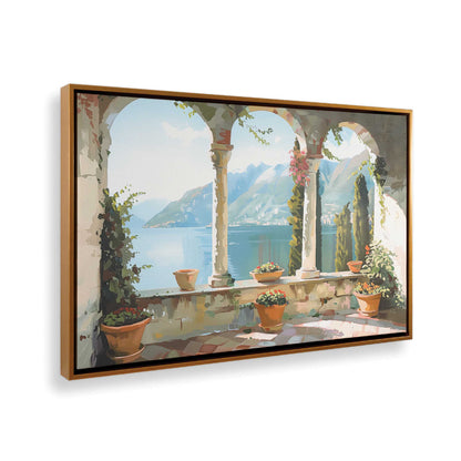 [Color:Polished Gold],[shape:rectangle], Picture of art in a Polished Gold frame at an angle