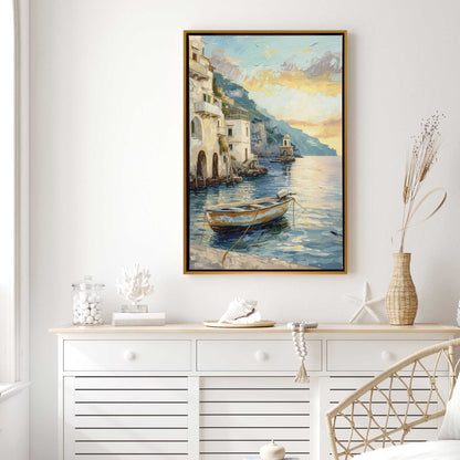 Drifting Boat at Sunset Canvas Print