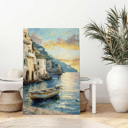Drifting Boat at Sunset Canvas Print