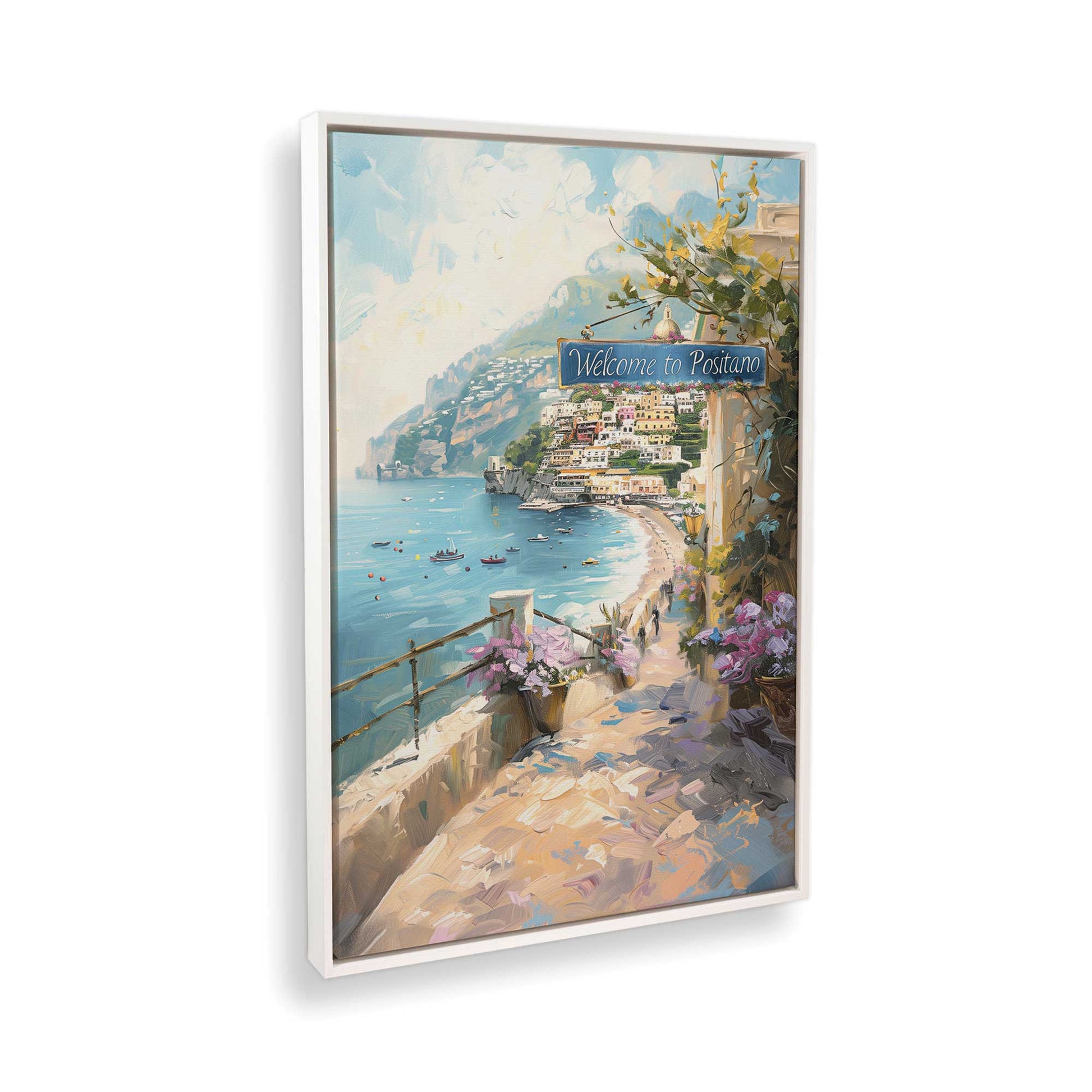 [Color:Opaque White], Picture of art in a White frame at an angle
