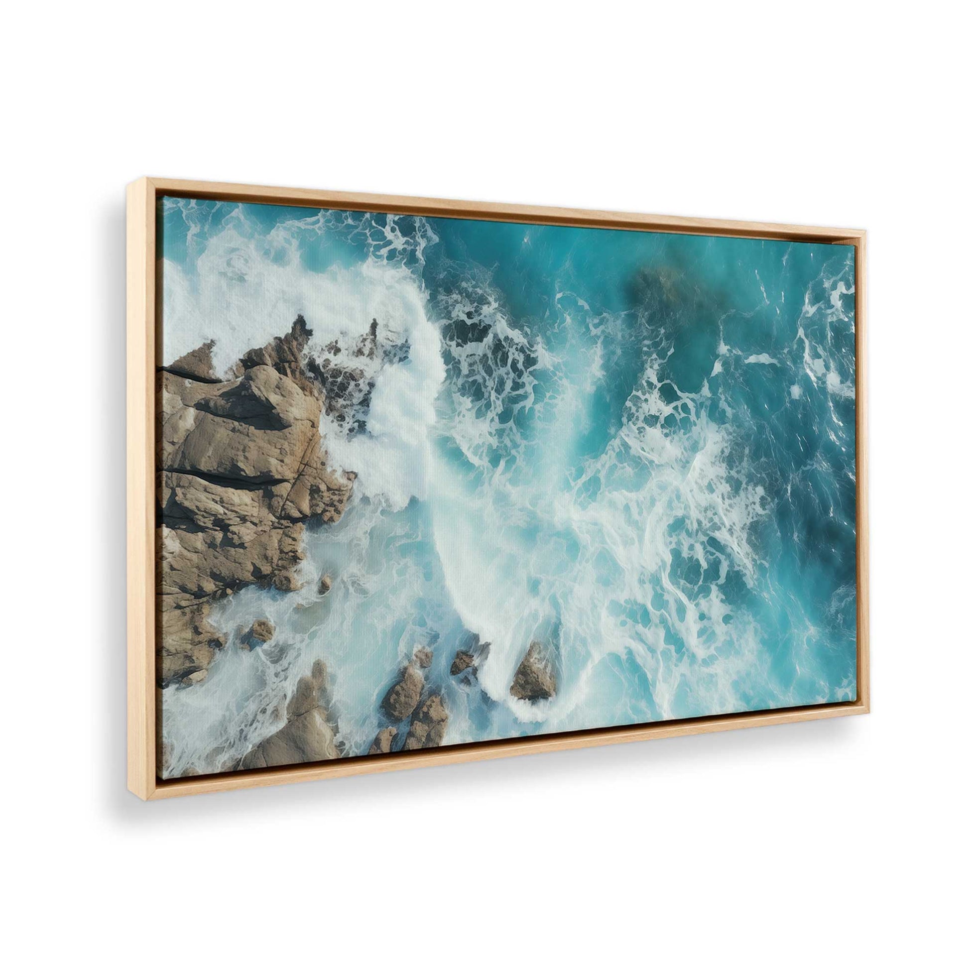 [Color:American Maple], Picture of art in a American Maple frame at an angle