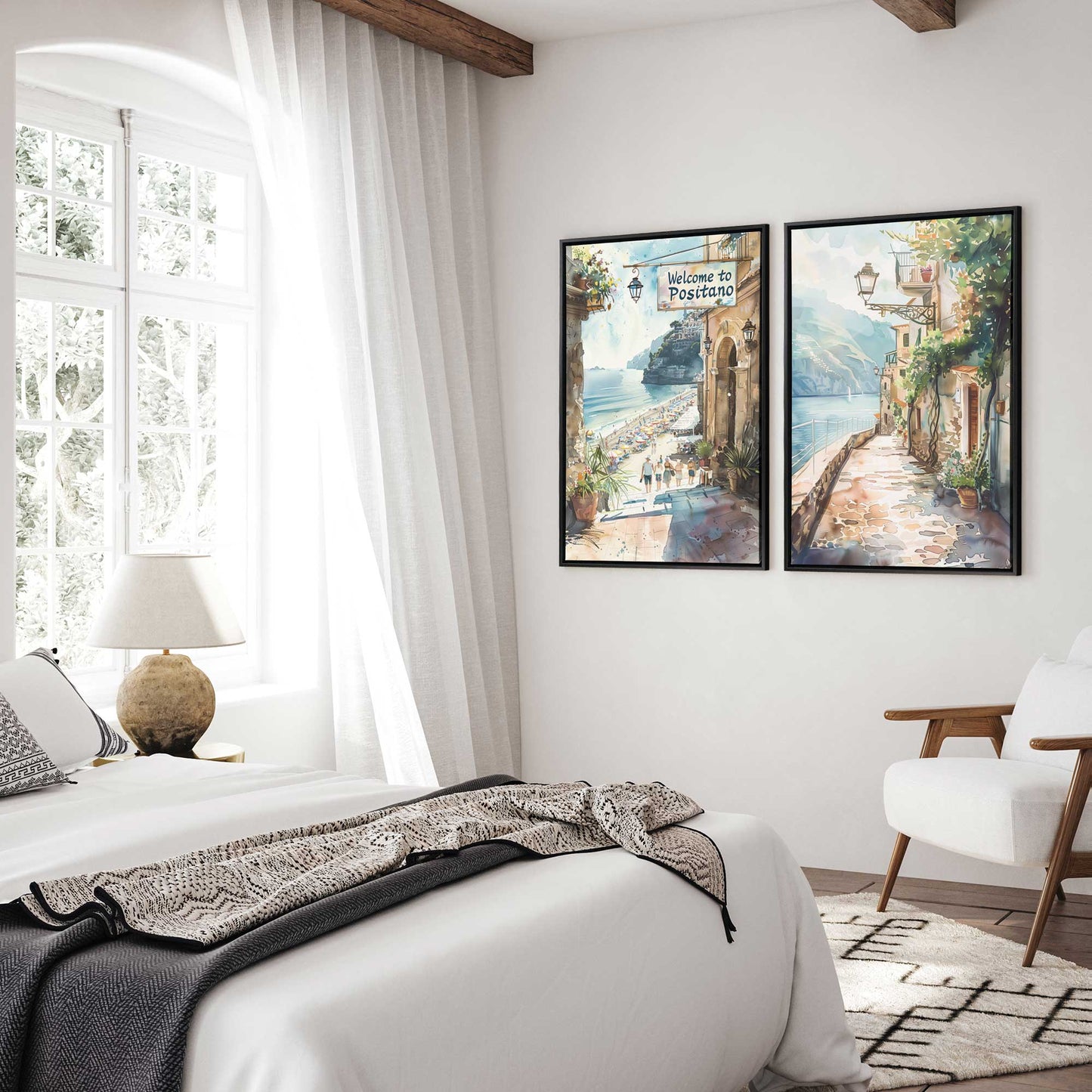 Coastal Walkways of Italy Canvas Print, Set of 2