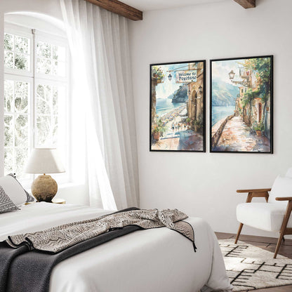 Coastal Walkways of Italy Canvas Print, Set of 2