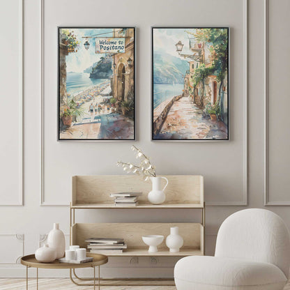 Coastal Walkways of Italy Canvas Print, Set of 2