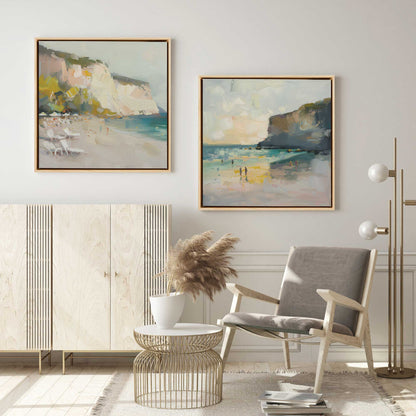 Calm Cliffside Coast Pair Canvas Print, Set of 2