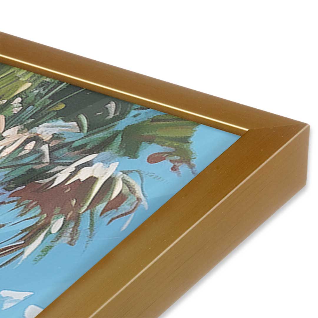 [Color:Polished Gold], Picture of art in a Polished Gold frame at an angle