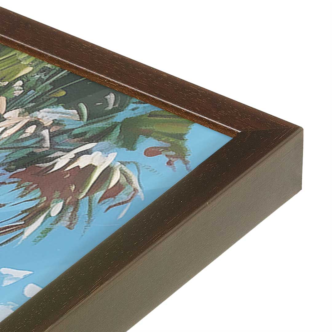 [Color:Brown], Picture of art in a Brown frame at an angle