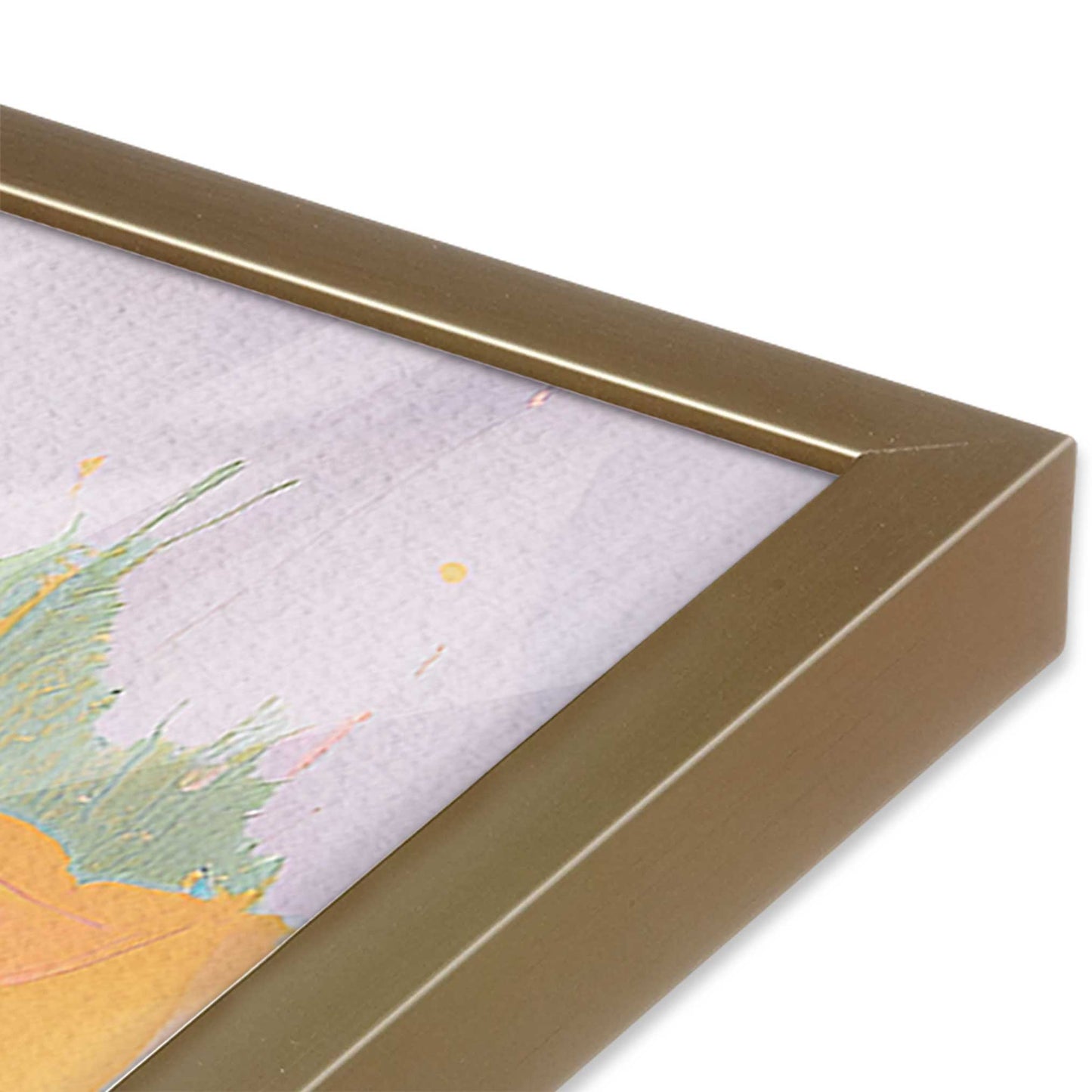 [Color:Brushed Gold], Picture of art in a Brushed Gold frame at an angle