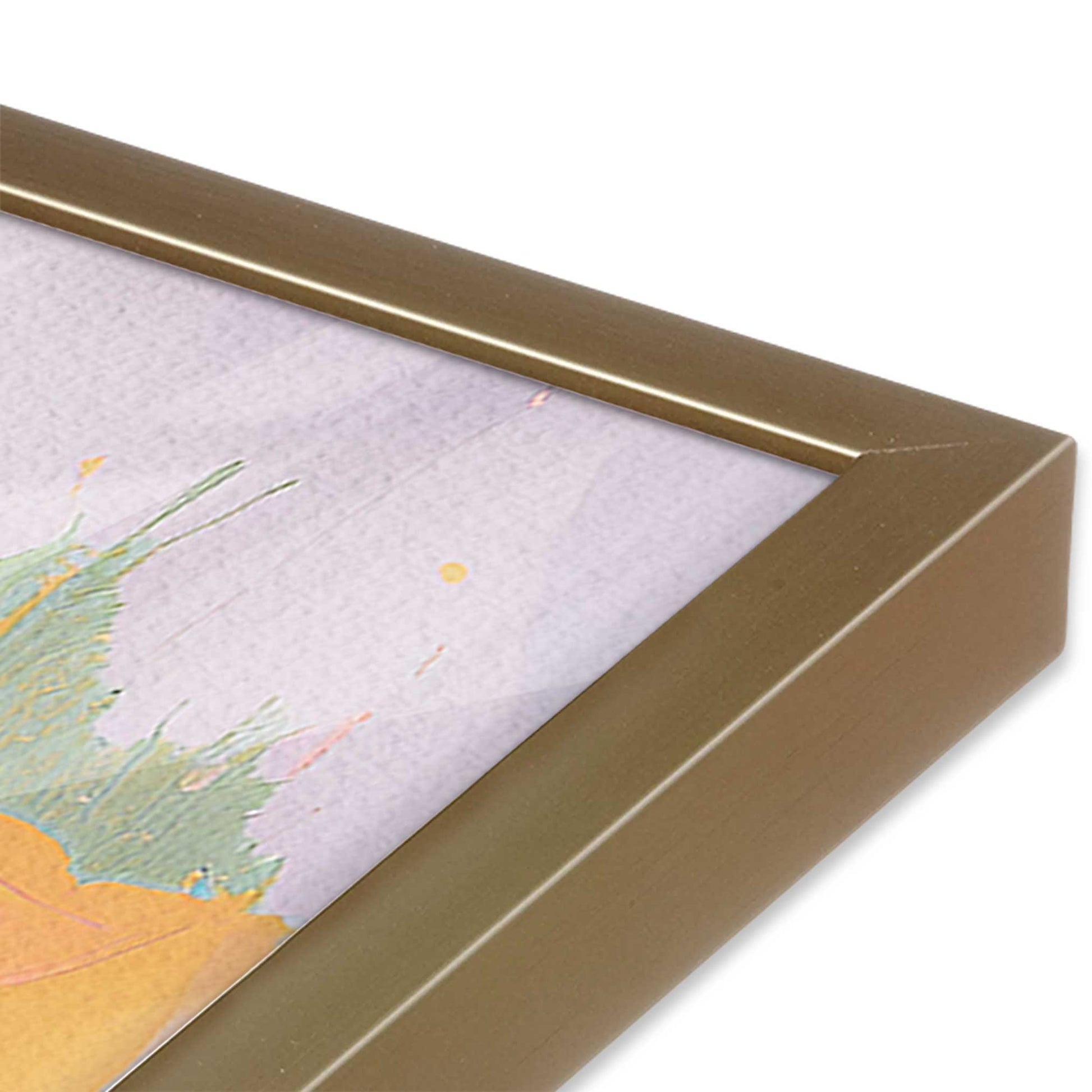 [Color:Brushed Gold], Picture of art in a Brushed Gold frame at an angle