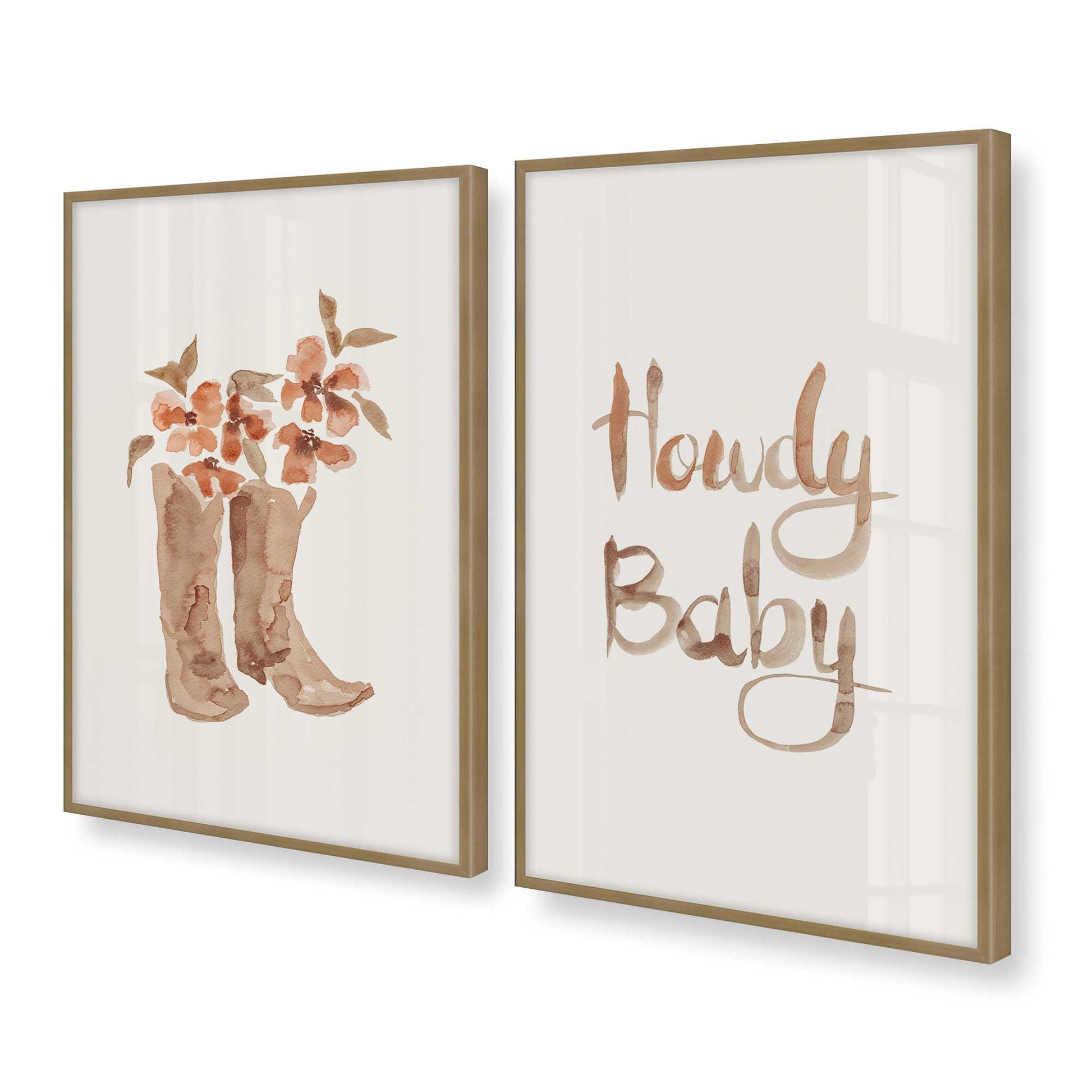 [Color:Brushed Gold], Picture of art in a Brushed Gold frame at an angle