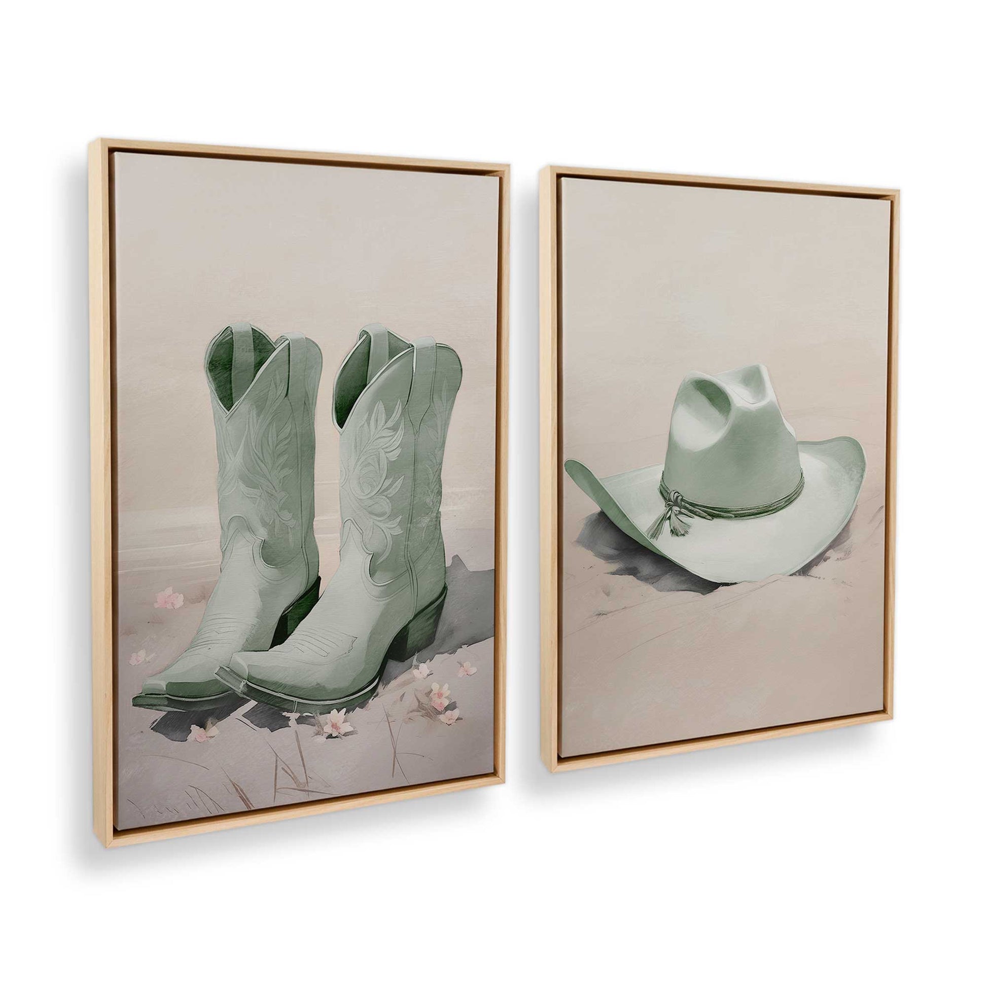 [Color:American Maple], Picture of art in a American Maple frame at an angle