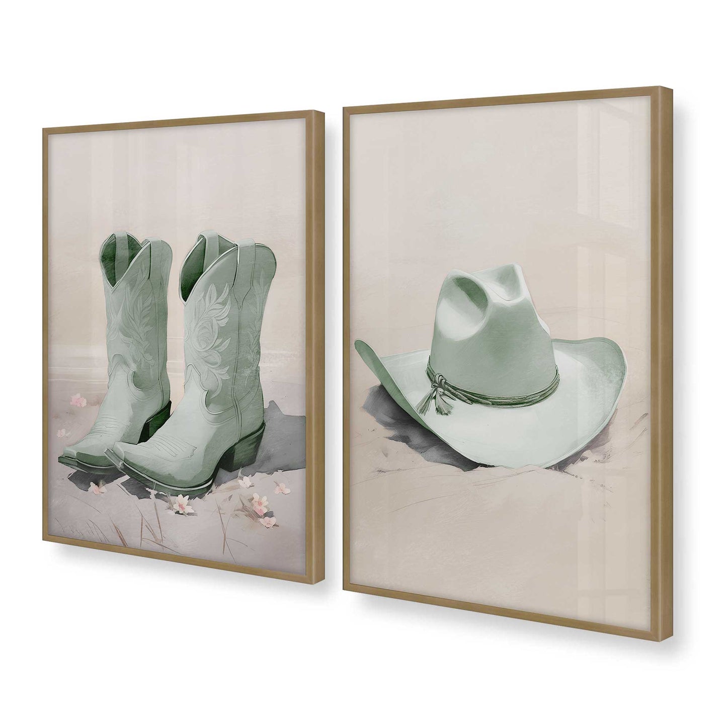 [Color:Brushed Gold], Picture of art in a Brushed Gold frame at an angle
