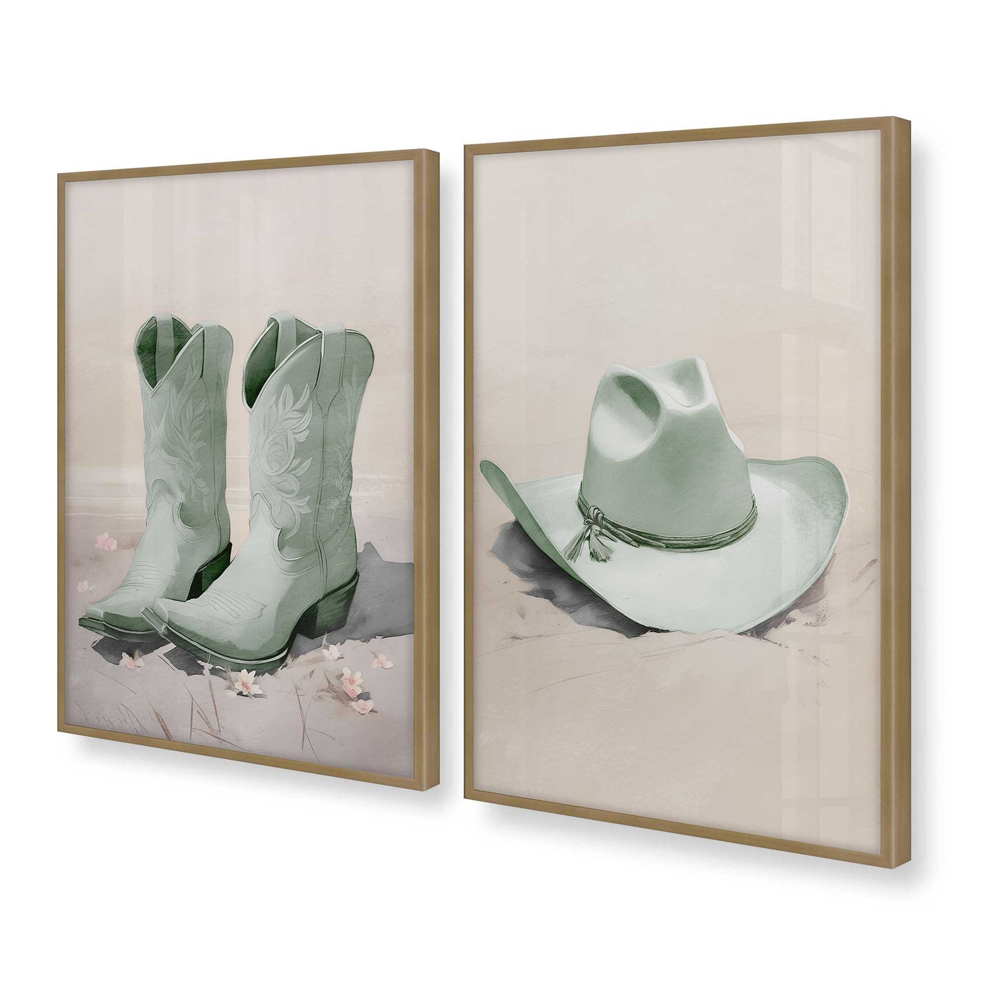 [Color:Brushed Gold], Picture of art in a Brushed Gold frame at an angle