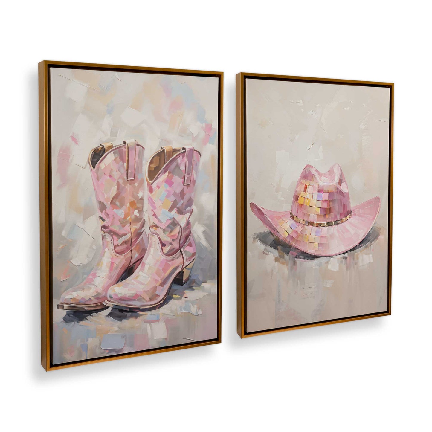 [Color:Polished Gold], Picture of art in a Polished Gold frame at an angle