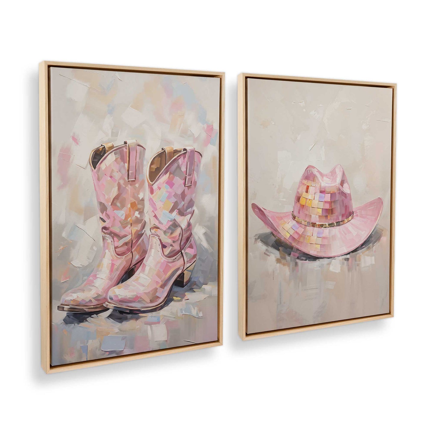[Color:American Maple], Picture of art in a American Maple frame at an angle