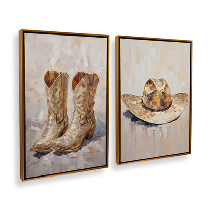 [Color:Polished Gold], Picture of art in a Polished Gold frame at an angle